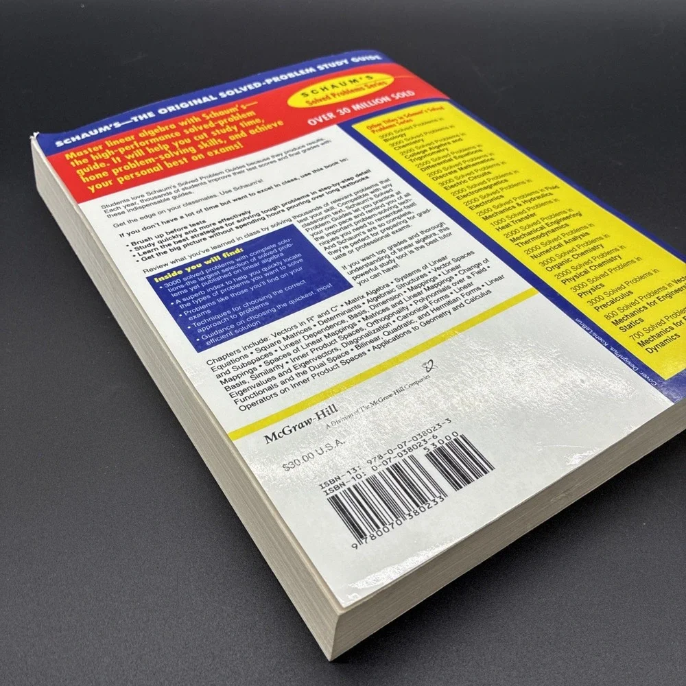 3,000 Solved Problems in Linear Algebra Seymour Lipschutz Paperback Schaum's